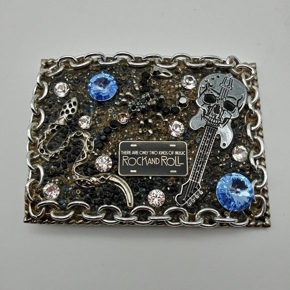 Rare Holly Branch Singed Rhinestone Belt Buckle